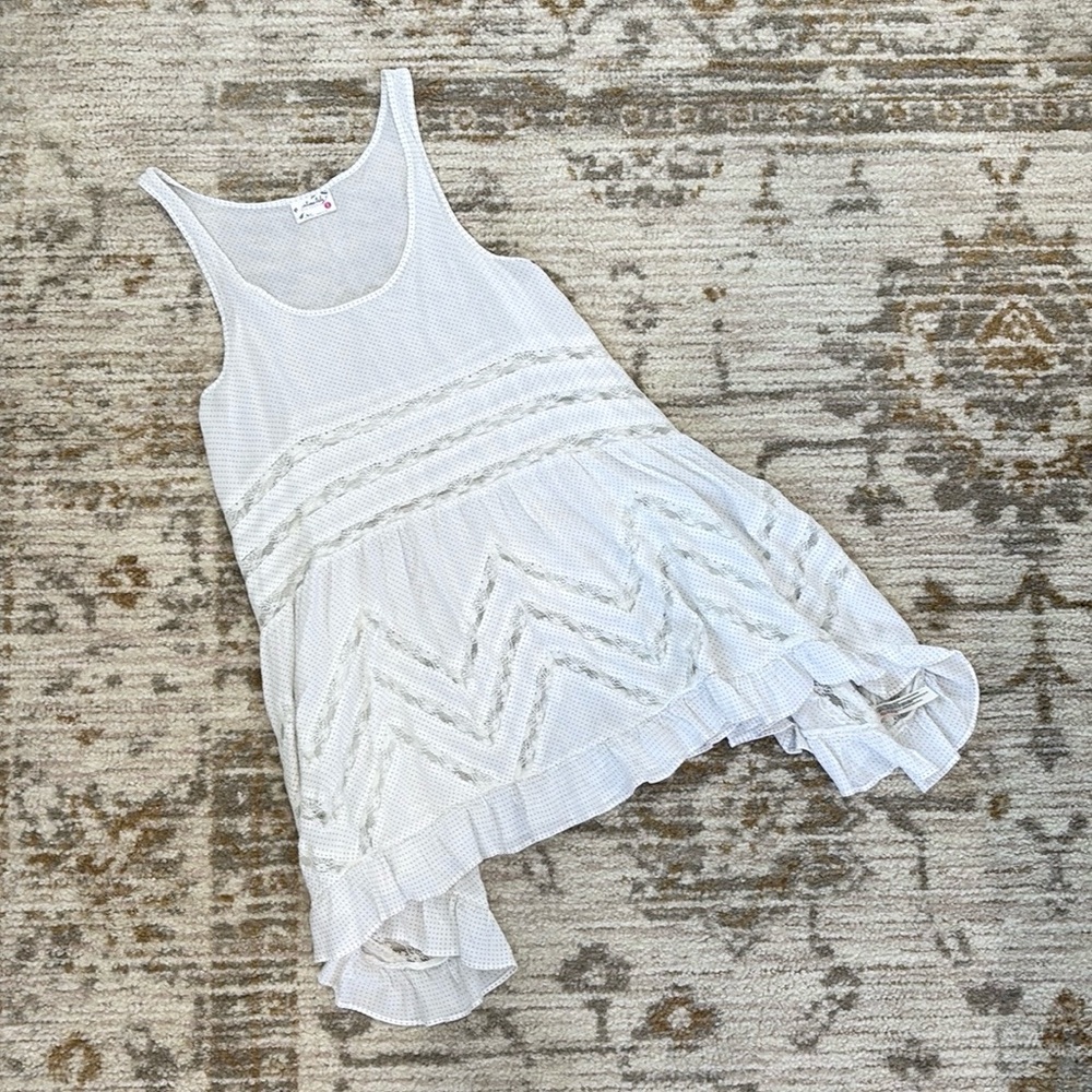 Free People Trapeze Dress White With Gray Swiss Dots Size XS - Picture 3 of 7